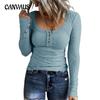 Autumn Women's Button V-Neck Long Sleeve Top