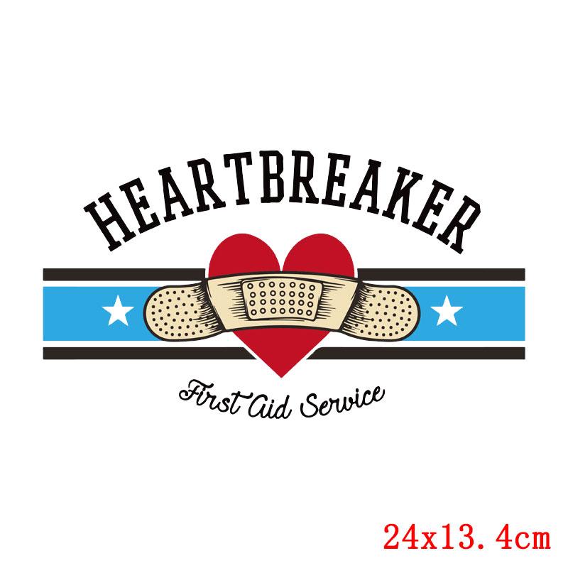 Fashion Patch Letters Thermo Patches On Clothes Flower Heart Thermal Applique For T-Shirt Sticker Iron On Transfer For Clothing