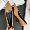 Shallow Single Shoes Women Wear High-end French Retro High Heels Versatile Soft Leather Pointed Women's Shoes Soft Soles Are Not Tired