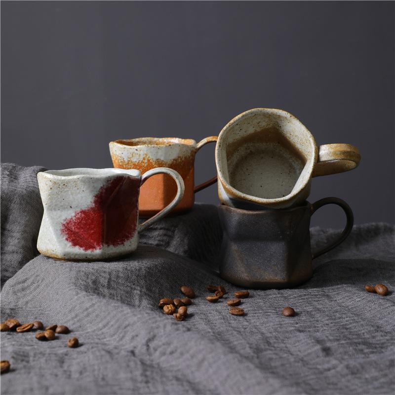 Creative Coffee Cup Coarse Pottery Water Cup Retro Supply Niche Ceramic Cup Japanese Ceramic Special-Shaped Cup