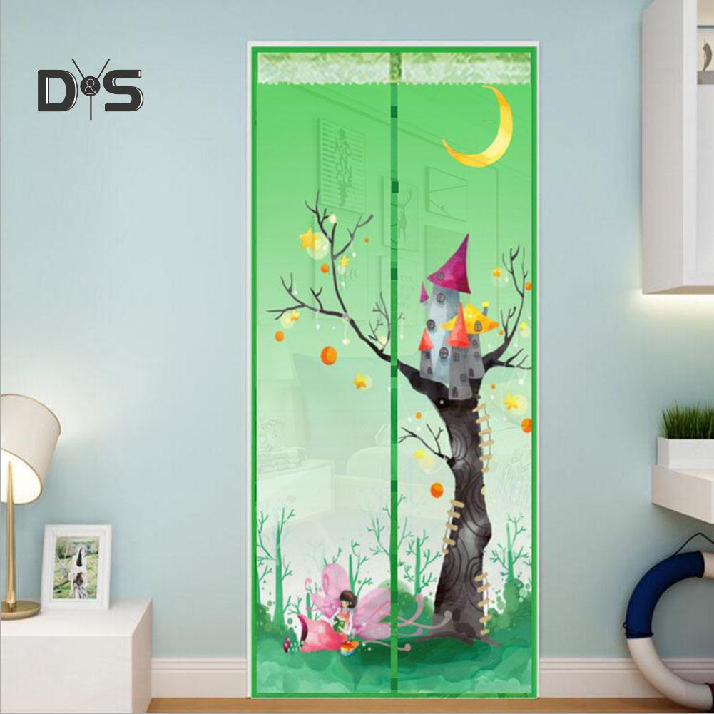 DYS Home Decor Tree Castle Magnetic Window Door Fly Screen Anti Mosquito Mesh Curtain