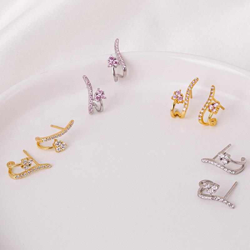 Banyan Tree S925 Silver U-Shape Diamond Luxury Earrings for Women - Korean Niche Cold Style