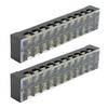 2Pcs Terminal Strip TB Fixed Large Current Dual Row Wire Barrier Block Terminal Strip with Transparent Cover 600V 35A