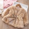 3510 Girls' Fuzzy Winter Coat: Korean-Style Faux Fur Sweater for Toddlers