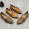 Genuine Leather Retro Flats Comfortable Soft Sole Soft Cowhide Pointed Toe Women's Slip-on Shoes