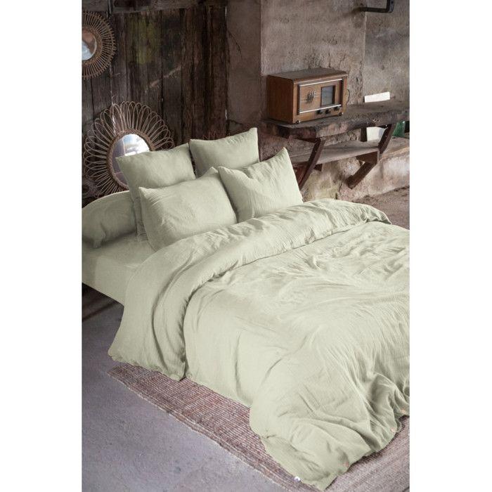 "Gaïa" Duvet Cover All Sizes "Cotton Gauze" - Gaïa Water Green - Duvet Cover 260 X 240 Cm