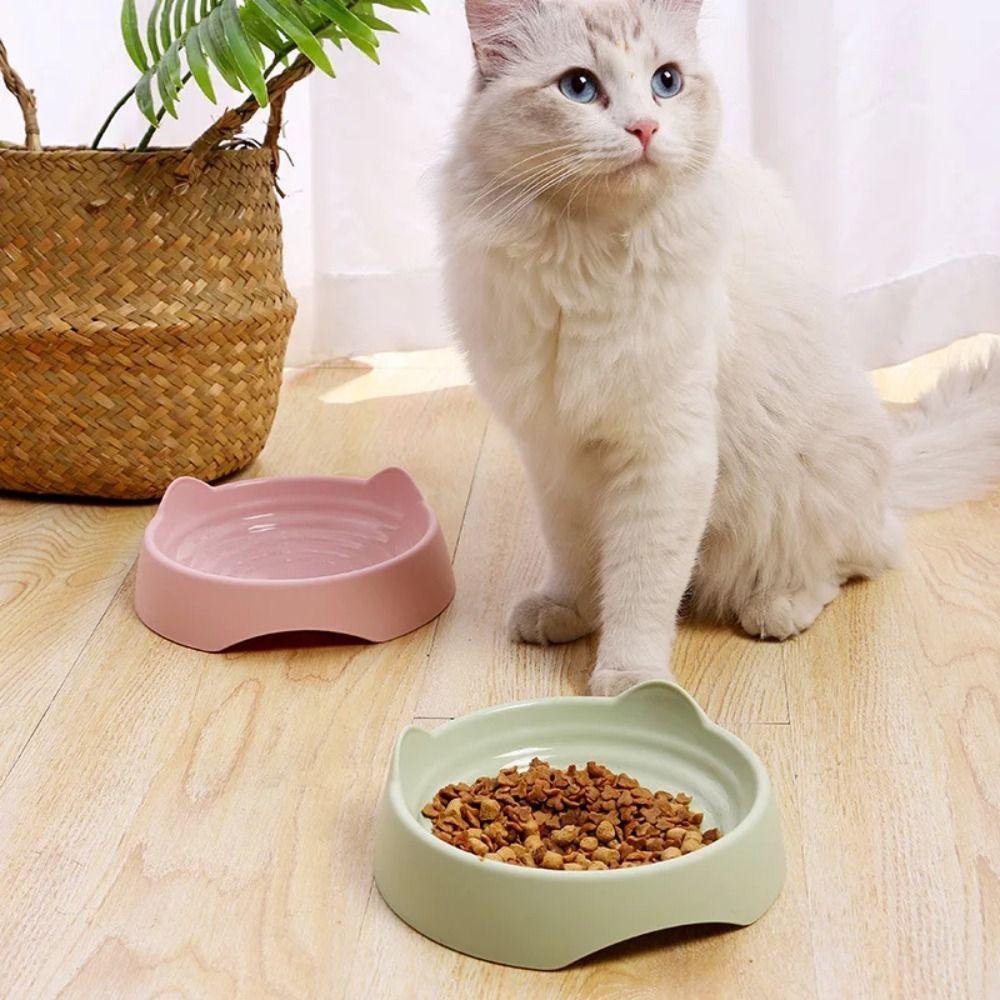 Solid Color Cat Bowl Plastic Pet Supplies Practical Kitten Food Container