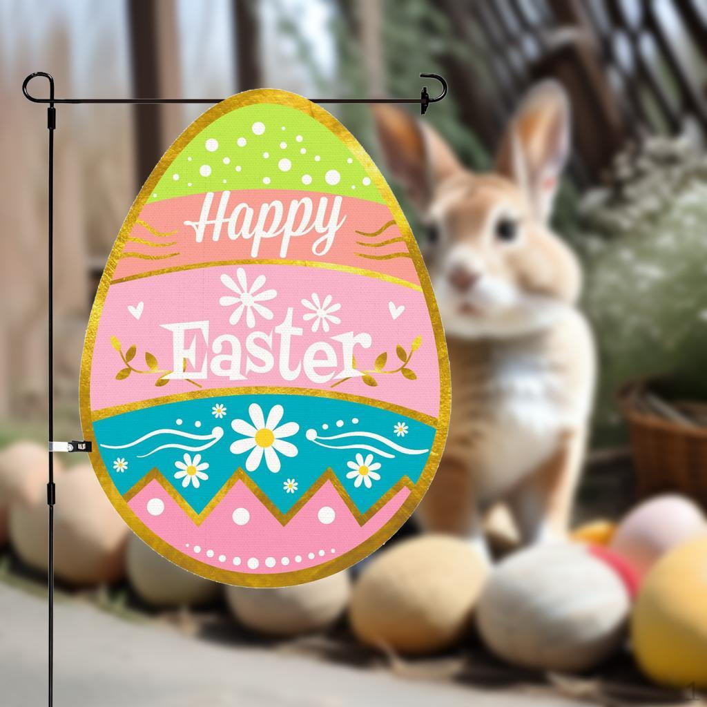 Happy Easter Egg Yard Flag Banner Double Sided 42x31cm for Lawn Garden Decor