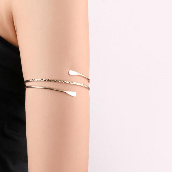 Women Bracelet Open Adjustable Three Layers Solid Color Polished Electroplated Stainless Lightweight Punk Hip Hop Cool Girl Bracelet Arm Ring Jewelry