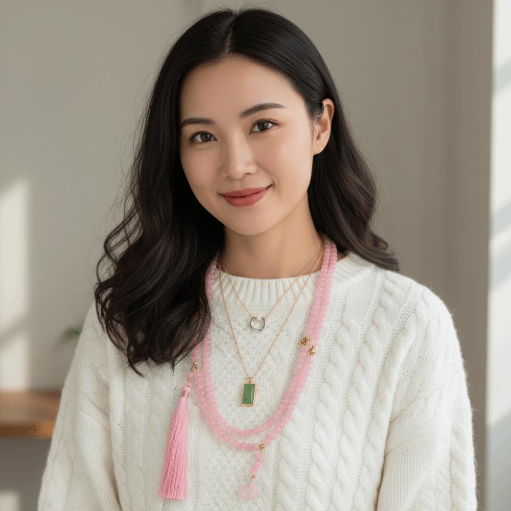 108 Beadeds Fringe Chinese Style Necklace Traditional Cheongsam Sweater Chain Necklace  Women Girls