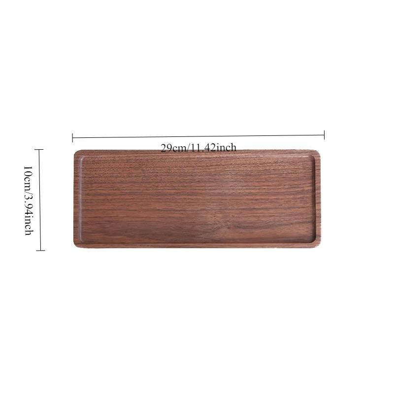 Black Walnut Wood Tray Rectangular Household Tea Tray Fruit Plate High Value Wood Dinner Plate