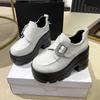 Women's Fashion Thick Heel Shoes Spring New Square Head Deep Mouth Water Drill Buckle Thick Sole Non-slip Low-top Shoes