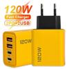 Muti 4 Ports Charger Total 120W USB Type C Quick Charge 3.0 PD Fast Charging Mobile Phone Wall Adapter for IPhone 15 15 Samsung