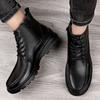 Fashion Outdoor High Top Men Casual Shoes Male Boots Men All-match Winter Plush Snow Boots Genuine Leather Male Comfortable Ankle Boots