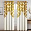 Luxury European Curtains Gold Floral Print Drapes Living Room Bedroom Decor 2 Panels Modern Elegant Window Treatment