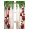 Christmas Fir Ball Window Tulle Curtains for Living Room Kitchen Christmas Home Decor Sheer Voile Curtains