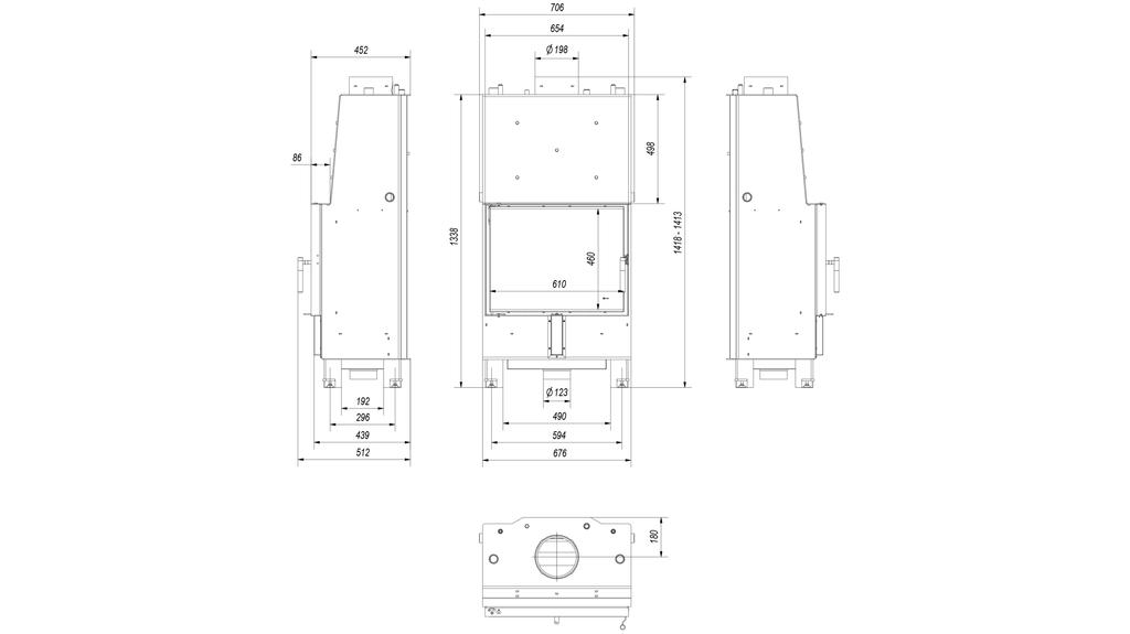 Water Heating Fireplace KRATKI LUCY 12 kW Ø 200 Black Thermotec Lining