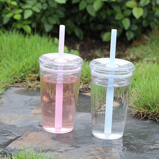 Transparent Tritan Straw Tumbler 16oz Colorful Coffee Cup with Lid Cute Leak-Proof Sippy Cup for Iced Coffee Tea Juice Milk
