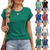 Women's Fashion Solid Color Round Neck Solid Color Loose Short Sleeve Top T-shirt