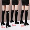 Over the Knee Boots Comfortable Square Heel Round Toe  Stretch Boots Flock Leopard Autumn Winter Women's Boots