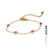 Double Side Enamel Heart Chain Chic Bracelet Bangle 2024 Gift Stainless Steel Fashion Charm Korean Golden Jewelry Women