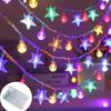 Battery Operated Multicolor Star Bubble Ball String Lights Waterproof LED Fairy Garland for Outdoor Garden Wedding Party Decoration