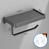 Paper Holder with Shelf Aluminum Black White Grey Wall Mount Kitchen Bathroom Toilet Paper Towel Roll Rack Storage Tissue Hanger