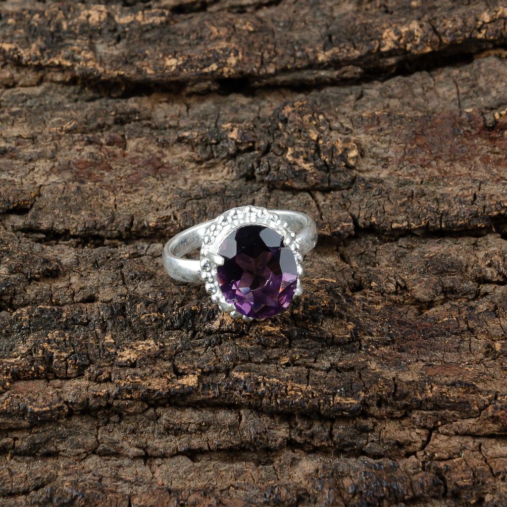 Amethyst Gemstone 925 Stamped Silver Jewelry Handmade Ring For Anniversary Gift RR-28-5