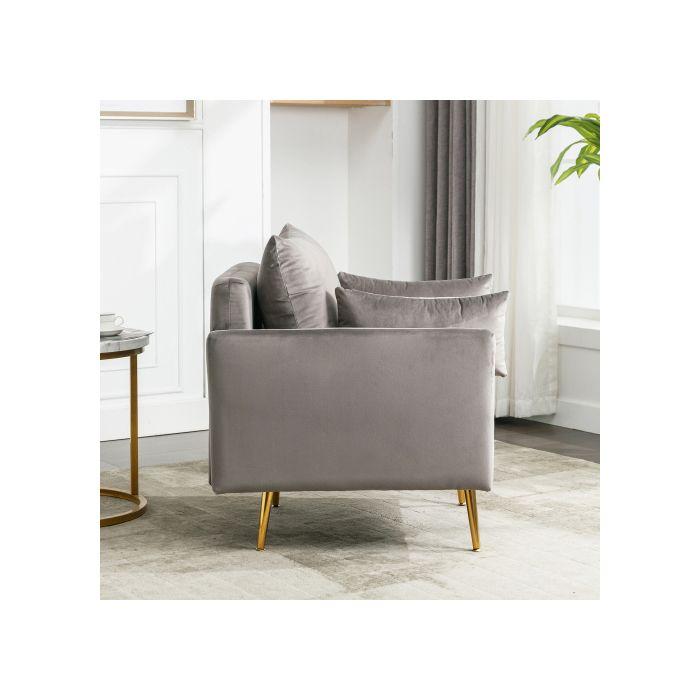 Fauteuil - MUVOE - Moderne - Velours Gris - Espace De Rangement - Coussins Amovibles