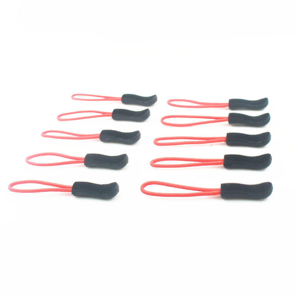 10pcs Zipper Pulls Replacement Zip Cord Puller Slider Jacket Backpacks Black