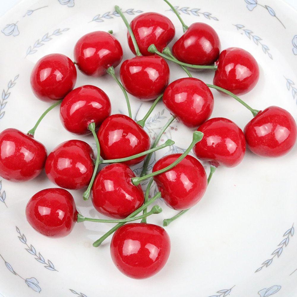 Mini Fruit Ornament Food Crafts Faux Cherry Fruit Model Red Cherries Artificial Cherries