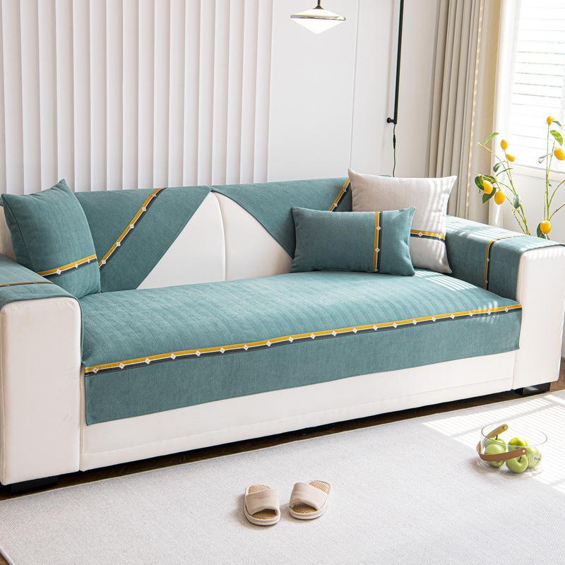 Chenier Non-Slip Sofa Cushion Fabric, Universal In All Seasons, Nordic Simple Seat Cushion, Beige Cover Cover Cloth, Armrest Towel