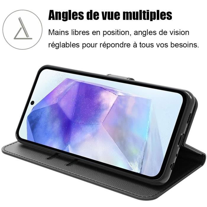Coque de protection - Booling - pour Samsung Galaxy A55 5G - Cuir PU - Antichoc - Porte-cartes