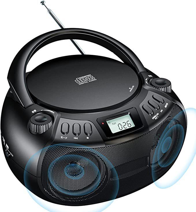 Portable Bluetooth Stereo CD Player Student Boombox Learning Machine AM/FM Radio USB