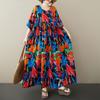 Dimanaf Plus Size New 2025 Women Summer Short Sleeve Dress Basic Casual Floral Loose Vintage Beach Long Dress