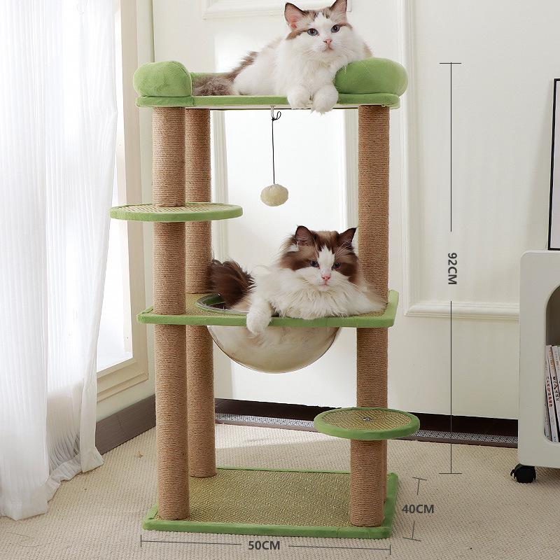 Compact Cross-Border Cat Climbing Frame: Large Cat Tree with Integrated Cat Nest, Space-Saving Design, Foreign Style