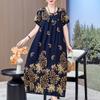 Elegant Long Dresses with Sleeves Plus Size Casual Loose Short Sleeve Vintage Dress for Women Summer Clothes