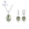 Green Amethyst Set Jewelry Natural Gemstone with 925 Sterling Silver Simple Style Fine Jewelry for Woman Anniversary Gifts