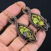 Copper Green Turquoise Handmade Copper Wire Wrap Earring 2.91 N9z67