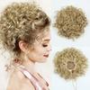 Synthetic Short Blonde Ponytail Extension Messy Hair Buns Wig Piece Elastic Drawstring Loose Wave Large Curly Bun Ponytail For Women
