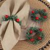1Pcs Christmas Napkin Rings Christmas Napkin Holder Holly Berry Candle Wreath For Banquet Table Decorations,Christmas
