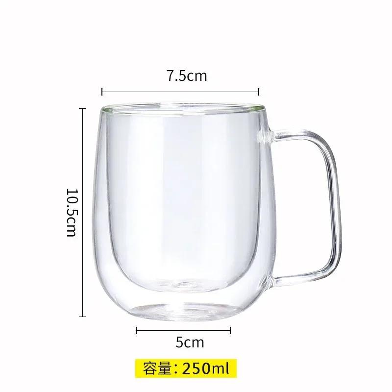 1-6PCS 80-450ML Heat Resistant Double Wall Tea Glass Cup Beer Coffee Handmade Creative Cold Beverage Transparent Drinkware Set