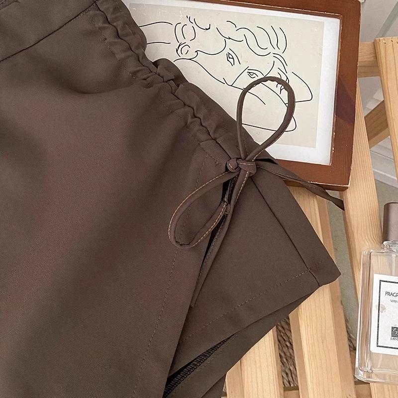 2025 Женская юбка А-силуэта с завышенной талией и плиссировкой, с завязками на шнурке