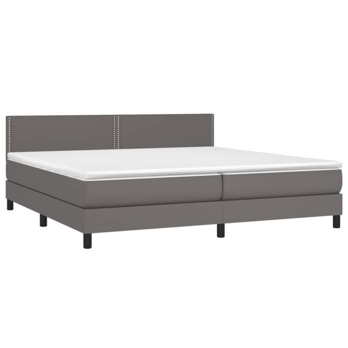 3141087 vidaXL Divan Bed with Mattress Grey 200x200 Cm Faux Leather