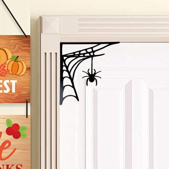 Хэллоуин паутина дверная рама украшения деревенский деревянный черный паук паутина дверной угловой знак домашний офис передняя дверь Топпер няня орнамент