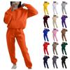 Women's Hooded Athletic Tracksuit Unisex Two-Piece Running Clothing Long Sleeve Pullover Hoodie Sweatshirt + Track Pants Set