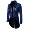 Men's British Style Men Court Tuxedo Suit Coats Fashion Sequin Decoration Blazers Gentleman Wedding Party Long Jacket Singers Stage