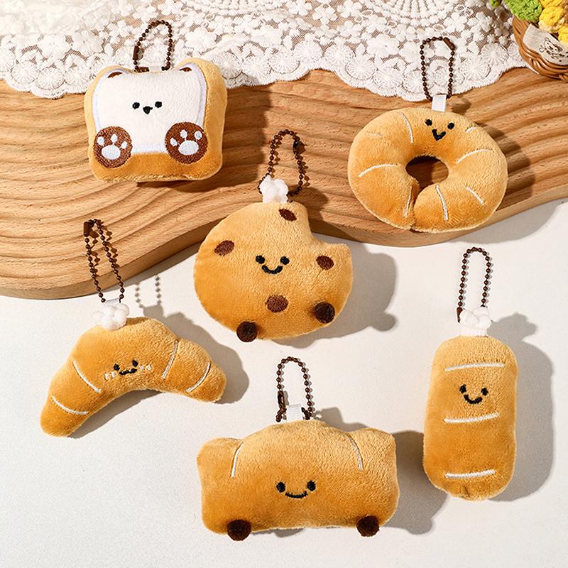 Cartoon Plush Bread Series Pendant Keychain Cute  Doll Keychain Creative Kawaii Backpack Decoration Accessories Gifts