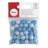Assort. Perles en bois FSC 100%, 12mm ø, tons bleu clair, polies, 32 pces