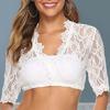 Women Sexy See-through Lace Bra Blouse V-neck Long Sleeve Cropped Lace Blouse Solid Color Thin Crop Top